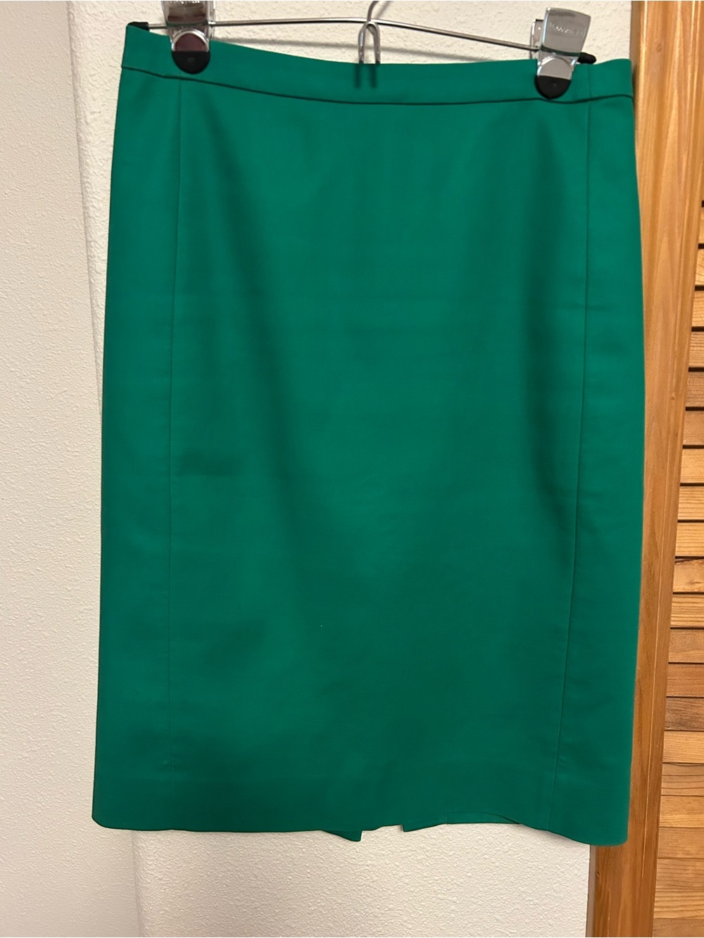 J. Crew Emerald Green Pencil Skirt Cotton Twill,  Lined, Size 0O